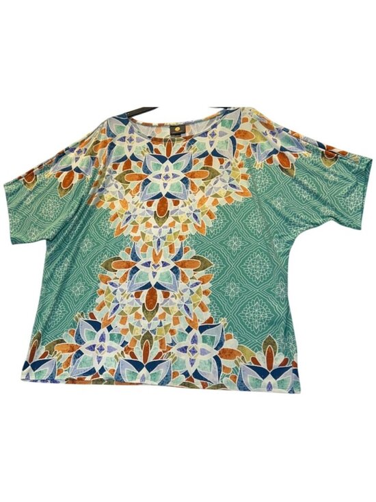 JM Collection Tops - JM Collection Womens Size Large Mandala Print Top Short Sleeve Relaxed Fit